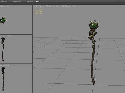 Emerald magic wand 3D Model