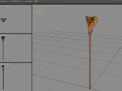 Cartoon wooden cobra wand 3D Model