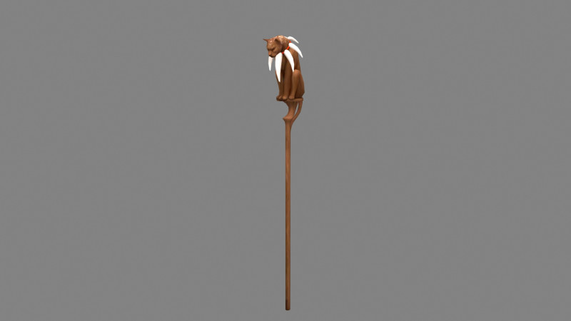 Cartoon leopard wand - wooden panther sculpture 3D Model .c4d .max .obj .3ds .fbx .stl .blend 