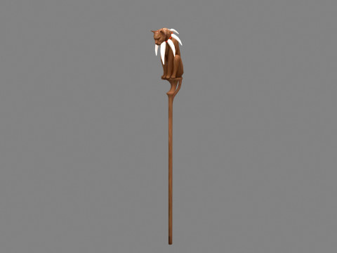 Cartoon leopard wand - wooden panther sculpture 3D Model