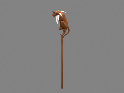 Cartoon leopard wand - wooden panther sculpture 3D Model