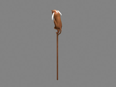 Cartoon leopard wand - wooden panther sculpture 3D Model