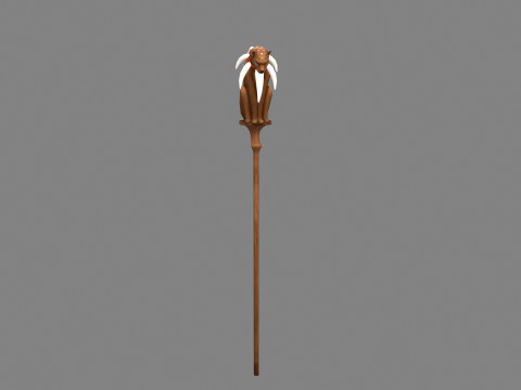 Cartoon leopard wand - wooden panther sculpture 3D Model