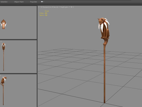 Cartoon leopard wand - wooden panther sculpture 3D Model