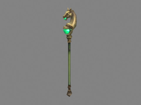 Cartoon Bronze horsehead wand 3D Model