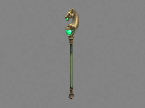 Bacchetta magica con testa di cavallo in bronzo Modello 3D