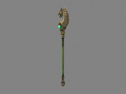 Cartoon Bronze horsehead wand Modèle 3D