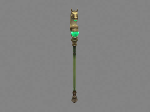 Cartoon Bronze horsehead wand 3D Model