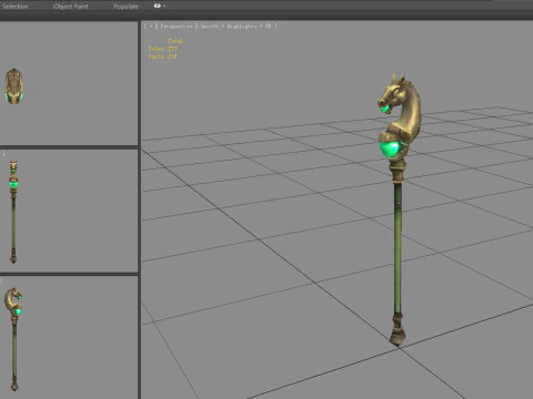 Cartoon Bronze horsehead wand 3D Model