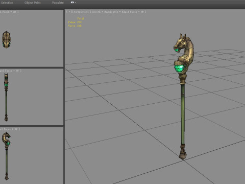 Cartoon Bronze horsehead wand Modèle 3D