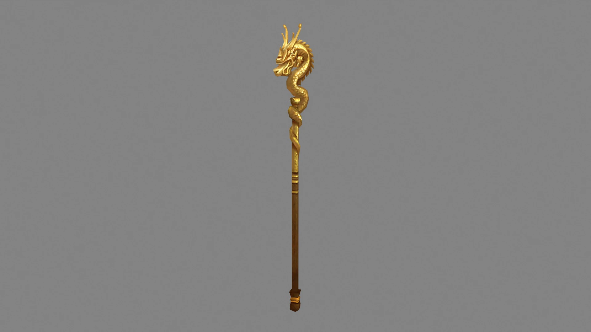Cartoon Golden Dragon Cane 3D Model .c4d .max .obj .3ds .fbx .stl .blend 
