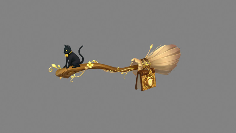Cartoon Witch Staff - A flying magic wand Model 3D .c4d .max .obj .3ds .fbx .stl .blend