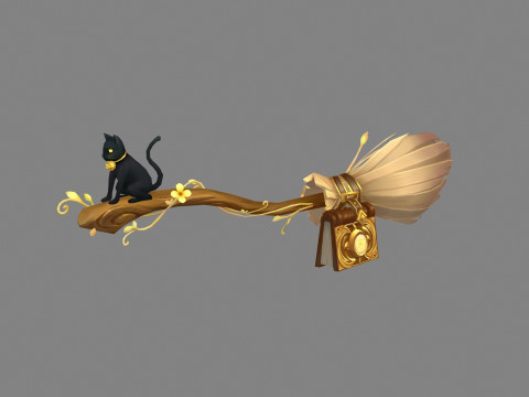Cartoon Witch Staff - A flying magic wand 3D Model