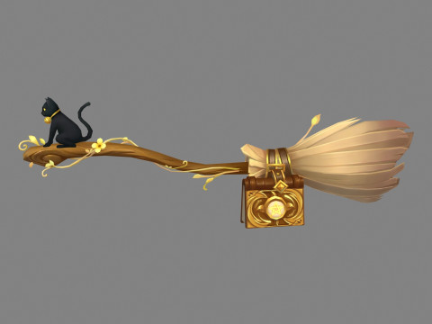 Cartoon Witch Staff - A flying magic wand Model 3D