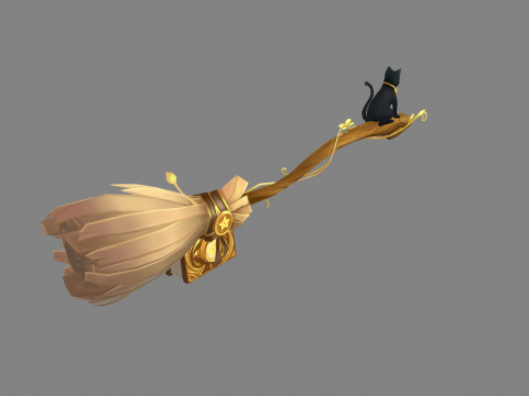 Cartoon Witch Staff - A flying magic wand Model 3D