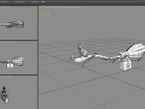 Cartoon Witch Staff - A flying magic wand Model 3D