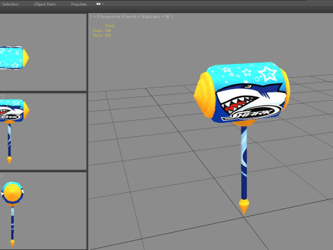 Cartoon inflatable hammer toy - Shark pattern 3D Модель