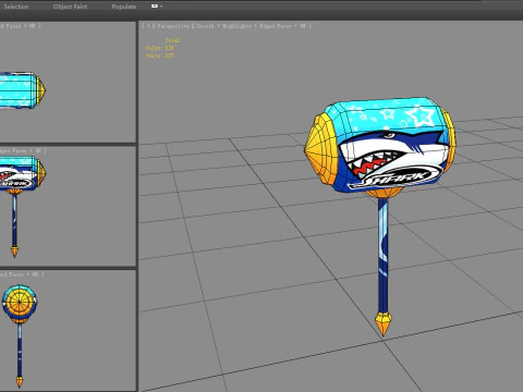 Cartoon inflatable hammer toy - Shark pattern 3D Model