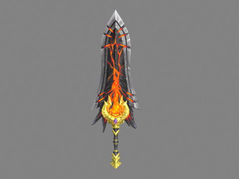 Golden dragon lava sword 3D Model