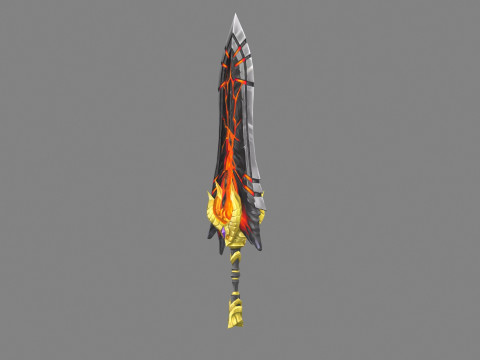 Golden dragon lava sword Model 3D