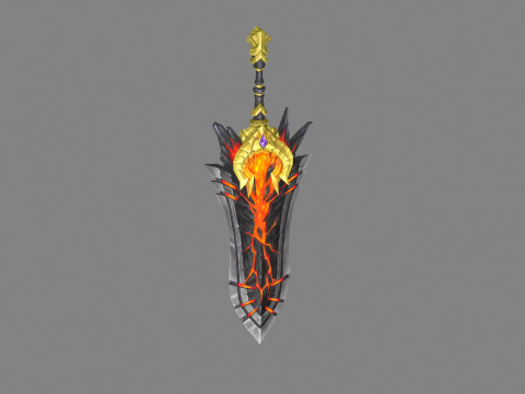 Golden dragon lava sword Model 3D