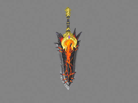 Spada di lava del drago d'oro Modello 3D