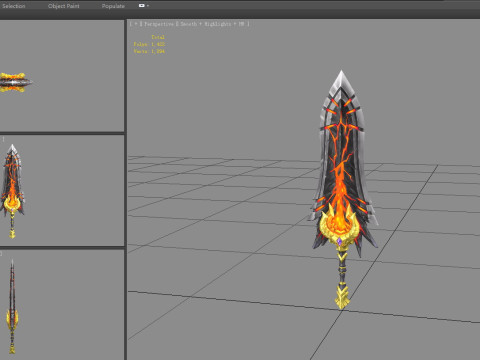 Golden dragon lava sword Model 3D