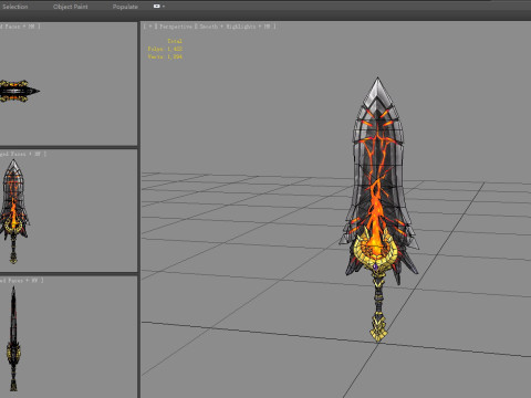 Golden dragon lava sword Model 3D