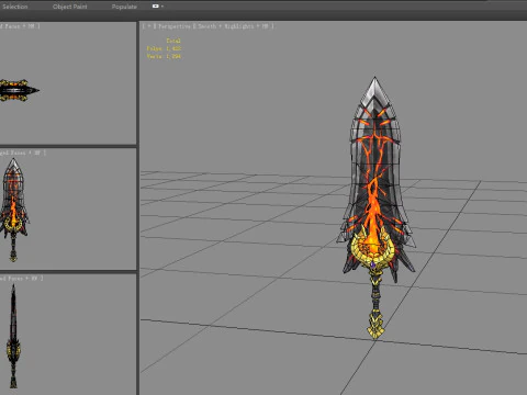 Spada di lava del drago d'oro Modello 3D