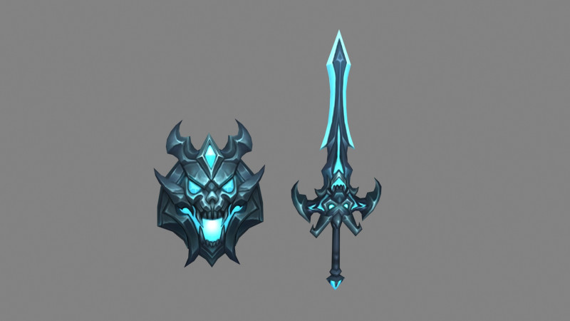 Cartoon Devil Sword Shield Weapon 3D Model .c4d .max .obj .3ds .fbx .stl .blend 