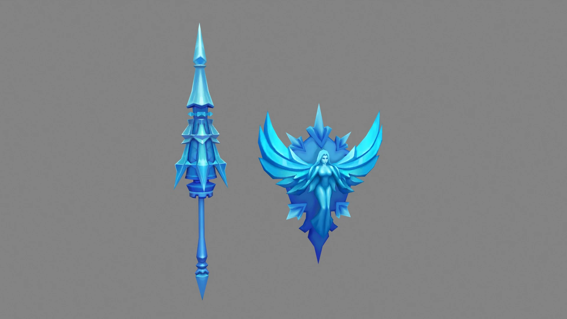 Cartoon Angel goddess Spear Shield Weapon 3D Model .c4d .max .obj .3ds .fbx .stl .blend 