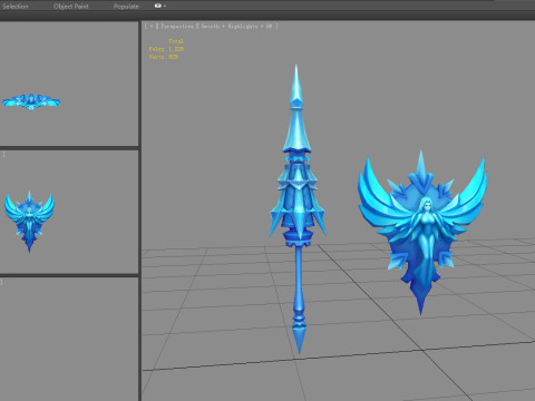 Cartoon Angel goddess Spear Shield Weapon Modelo 3D