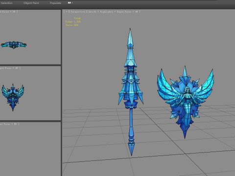 Cartoon Angel goddess Spear Shield Weapon Modelo 3D