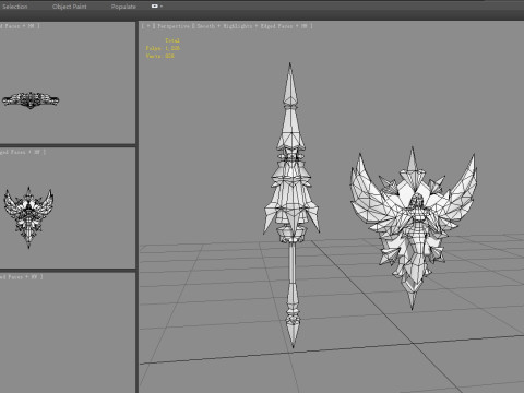Cartoon Angel goddess Spear Shield Weapon Modelo 3D