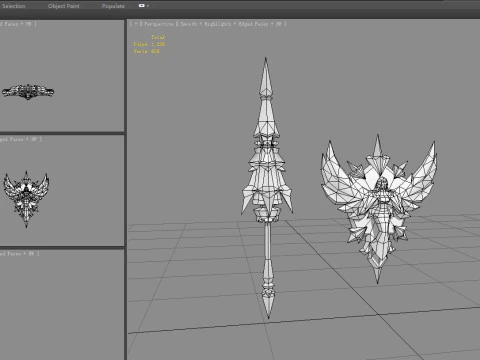 Cartoon Angel goddess Spear Shield Weapon 3D Model