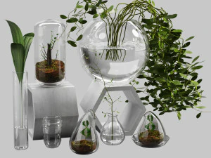 набір декоративних горщиків 01 3D Модель