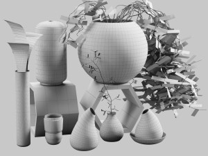 decorative pot set 01 3D 모델