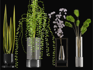 decorative pot set 07 Model 3D