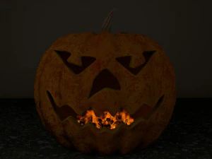 yanan k&ouml;m&uuml;rlerle kabak 3D Model