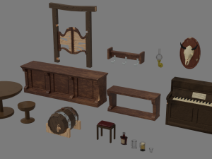 Western Bar Props Modello 3D