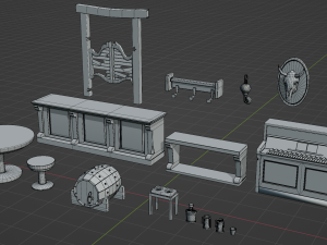 Western Bar Props Modello 3D