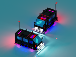 hovering cyberpunk voxel police car Model 3D