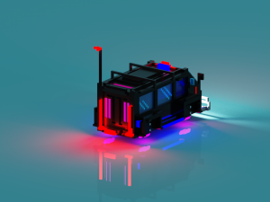 hovering cyberpunk voxel police car Model 3D