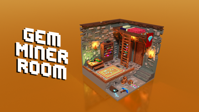 voxel gem miner room 3D Модель .c4d .max .obj .3ds .fbx .stl .blend 