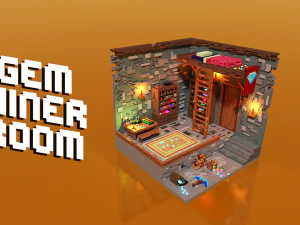 Воксельная комната шахтера драгоценных камней 3D Модель