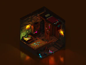 体素宝石矿工房间 3D 模型