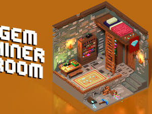 voxel gem miner room 3D Модель