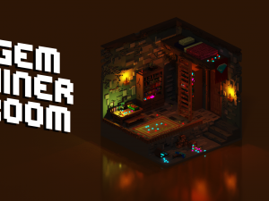 voxel gem miner room 3D Модель
