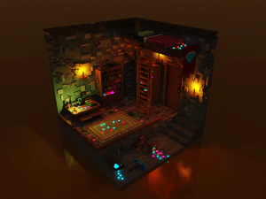 体素宝石矿工房间 3D 模型