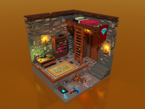 voxel gem miner room 3D Модель